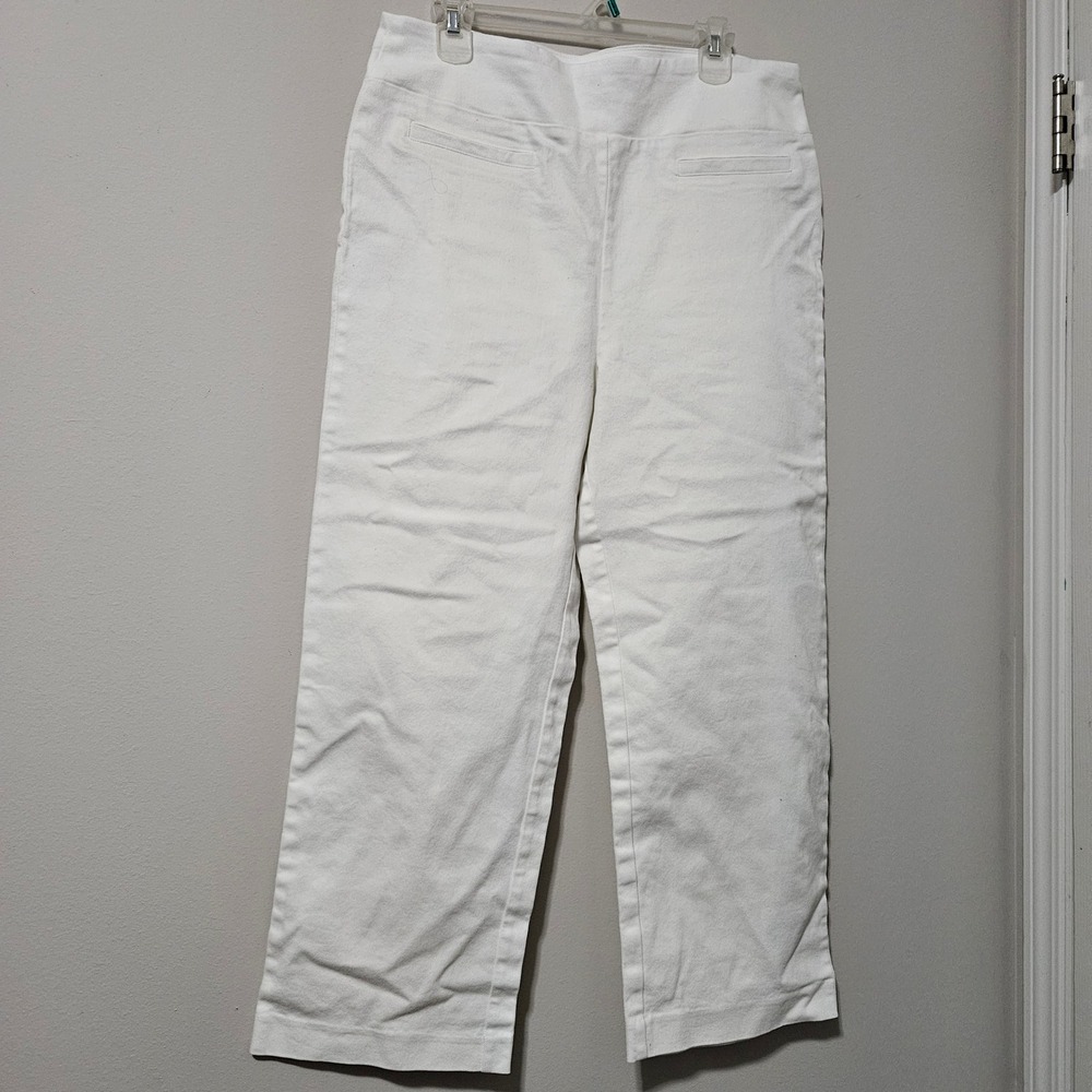 Wonderly Womens White Pull On Straight Leg Denim‎ Pants Size 16 High Rise